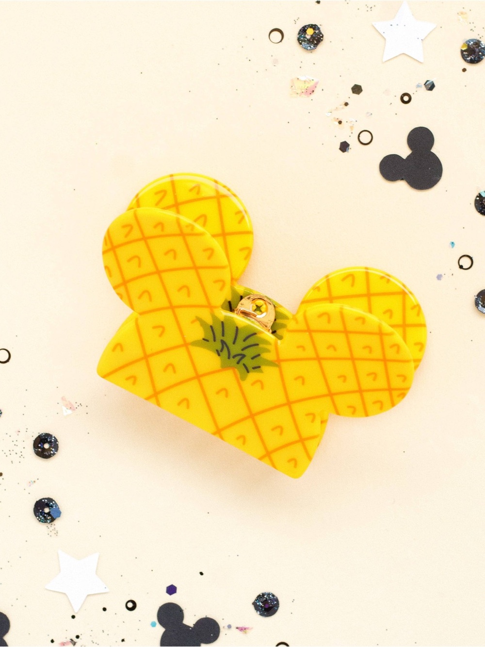 Pineapple Mickey Hair Clip - Bright Yellow Claw Clip